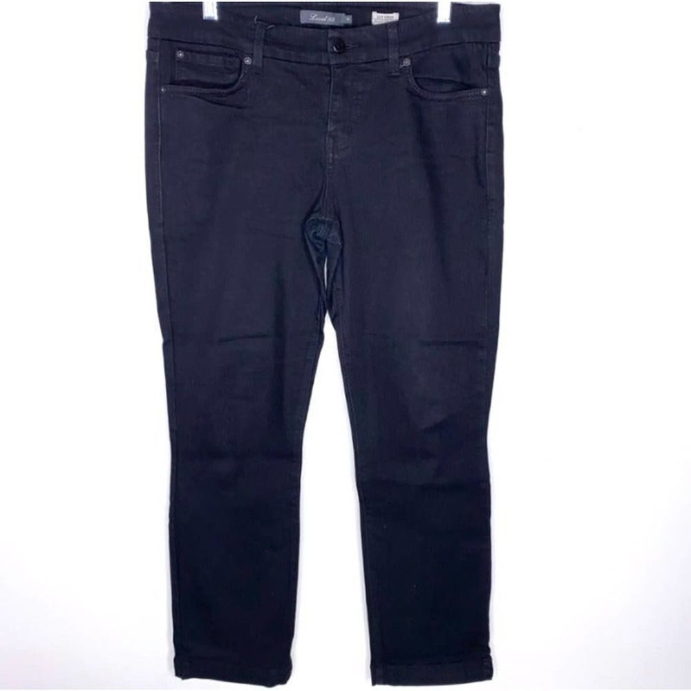 Level 99 Lily Crop Black Denim Skinny Straight Jeans Size 32" !